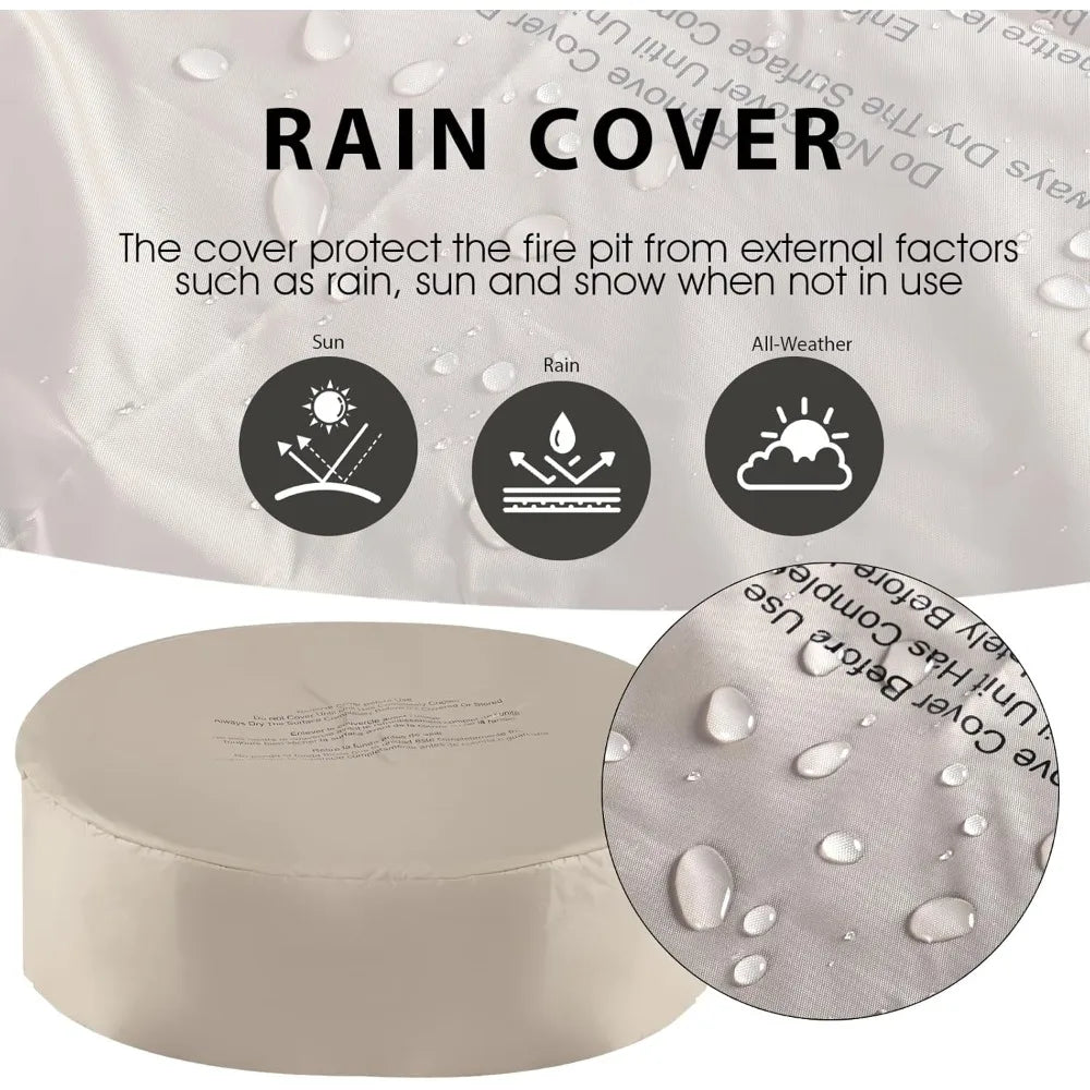 31.5 Inch Outdoor Propane Fire Pit Table w Tank Cover,50,000 BTU Round Burner, 2 Pieces Concrete Gas Fire Pit