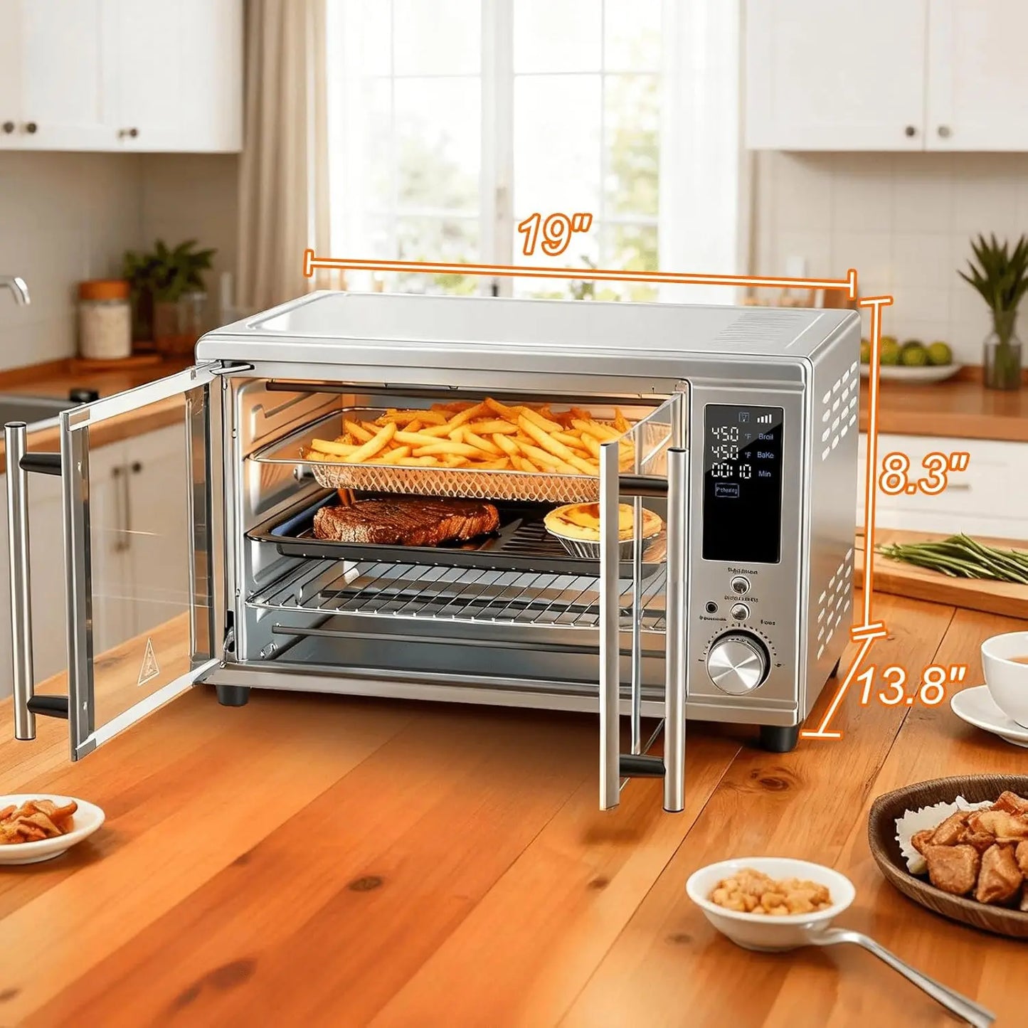 Air Fryer Toaster Oven Combo Dual Door, 29.6QT Oven Countertop 12 Functions in 1