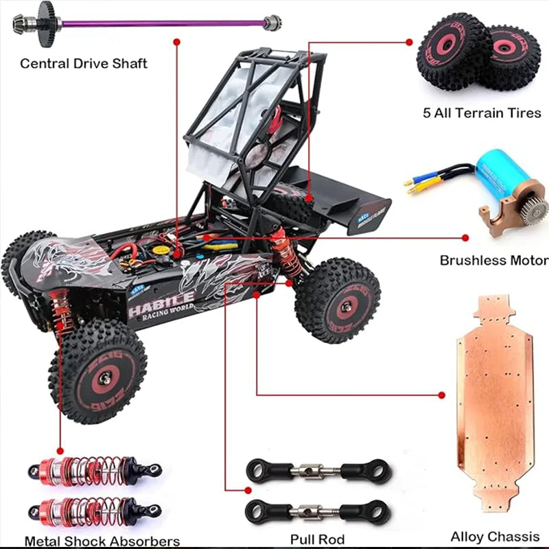 WLtoys 124016(V2) Fast RC Car, 1/12 Brushless RC Car with Independent ESC for Adults, 75km/h, Suitable for Outdoors and Gifts