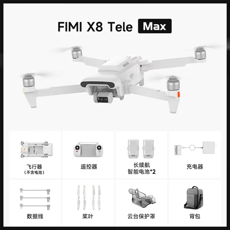 FIMI X8 Tele Max 4K Professional Drone 3-Axis Gimbal with Wide-Angle 30x Hybrid Zoom AI Super Night Mode RC Quadcopter 2025