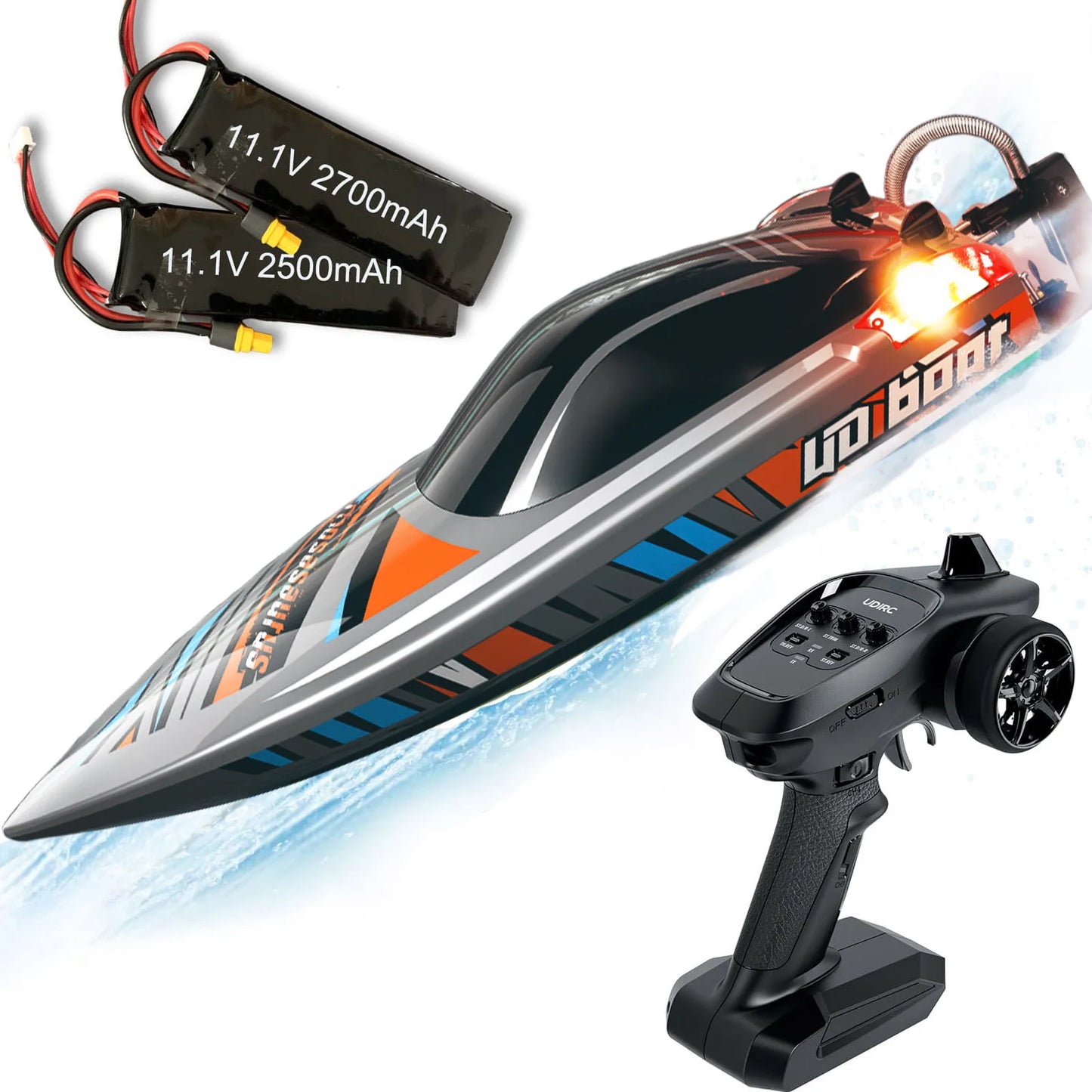 22.8Inches UDI R/C UDI018 Large RC Speed Boat 2.4G 4WD 40-45km/h Remote Control Brushless Watercraft for Hobby Adult