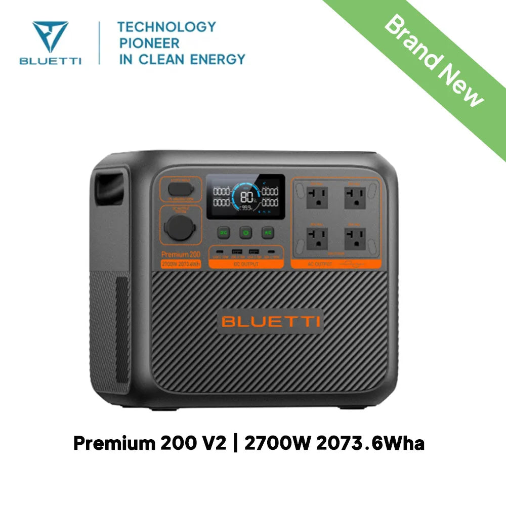 BLUETTI Premium 200 V2 2700W 2073.6Wh Portable Power Station High Capacity Solar Generator Outdoor Emergency Backup Power Supply