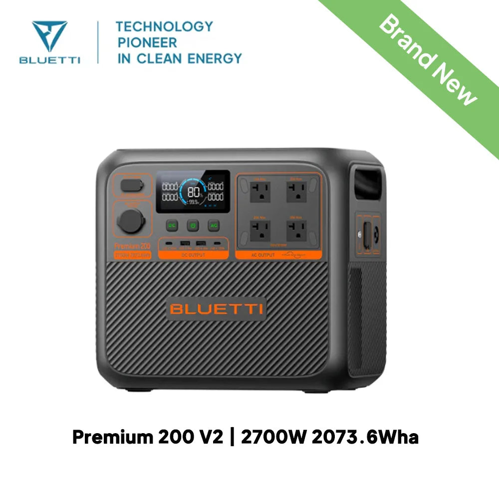 BLUETTI Premium 200 V2 2700W 2073.6Wh Portable Power Station High Capacity Solar Generator Outdoor Emergency Backup Power Supply