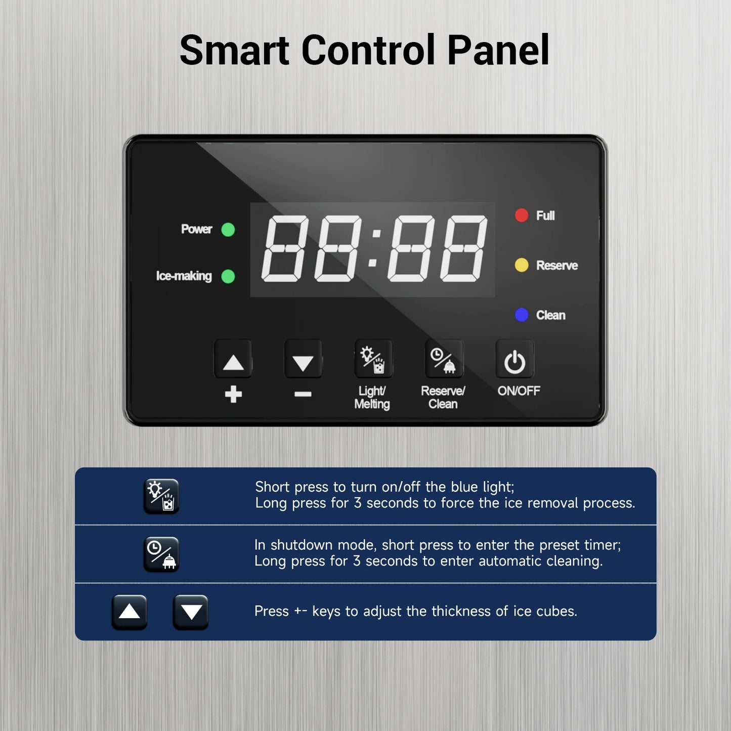 Commercial Ice Maker Machine Stainless Steel Under Counter Ice Maker with 34LBS Ice Bin Freestanding Ice Machine for Home Cafe