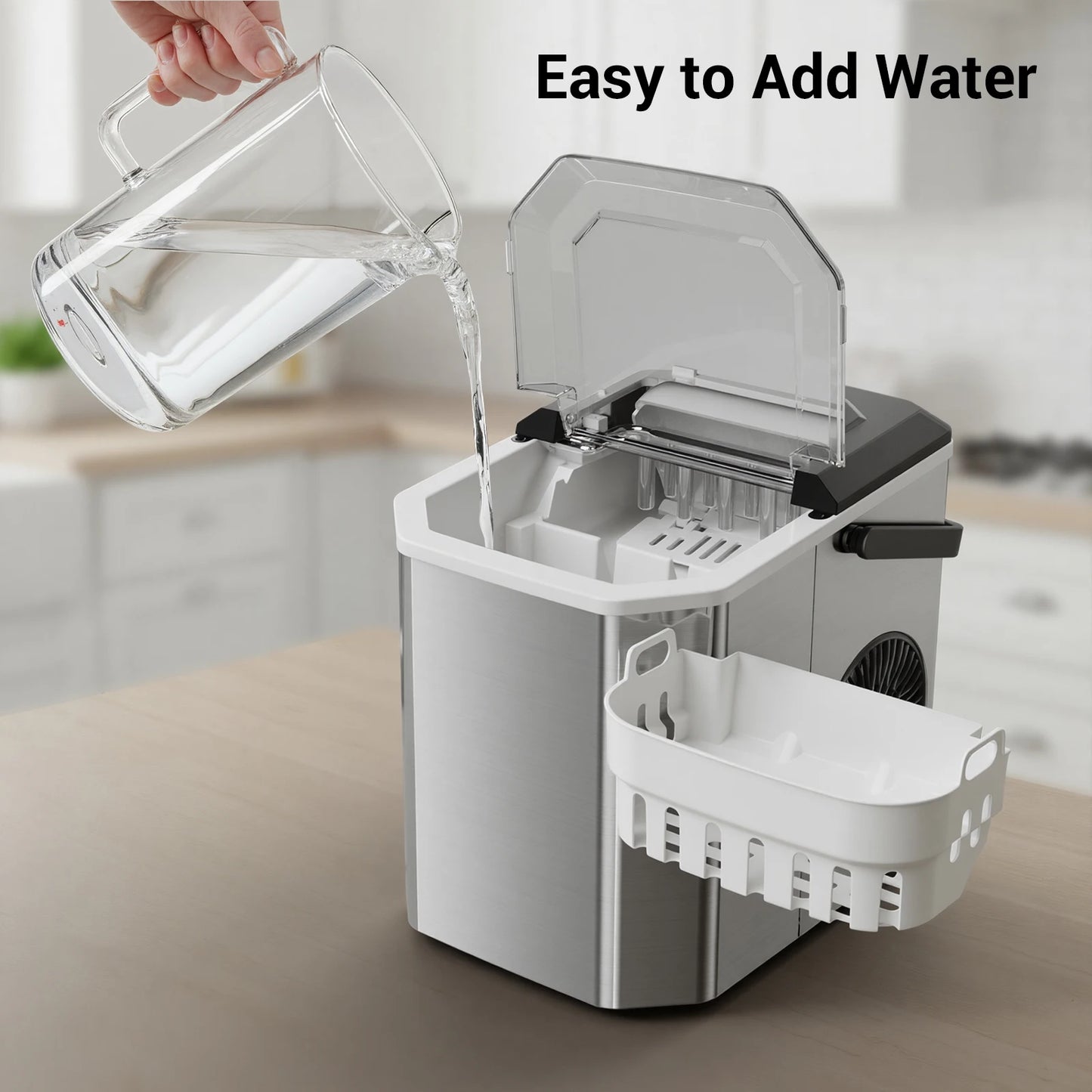 Smart Countertop Ice Makers, Portable Ice Maker Machine with Self-Cleaning, 6 Mins 9 Bullet Ice, 26lbs/24Hrs, for Home Camping