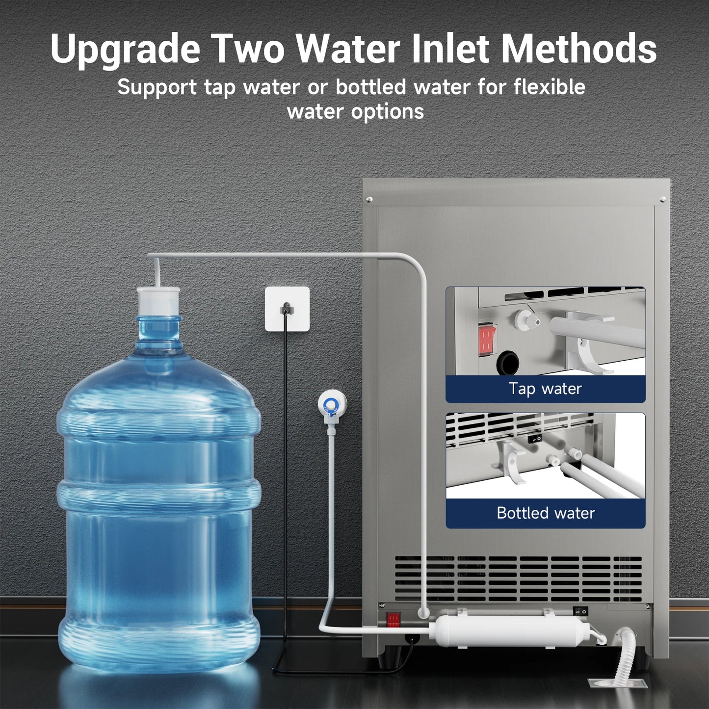 Commercial Ice Maker Machine Stainless Steel Under Counter Ice Maker with 34LBS Ice Bin Freestanding Ice Machine for Home Cafe