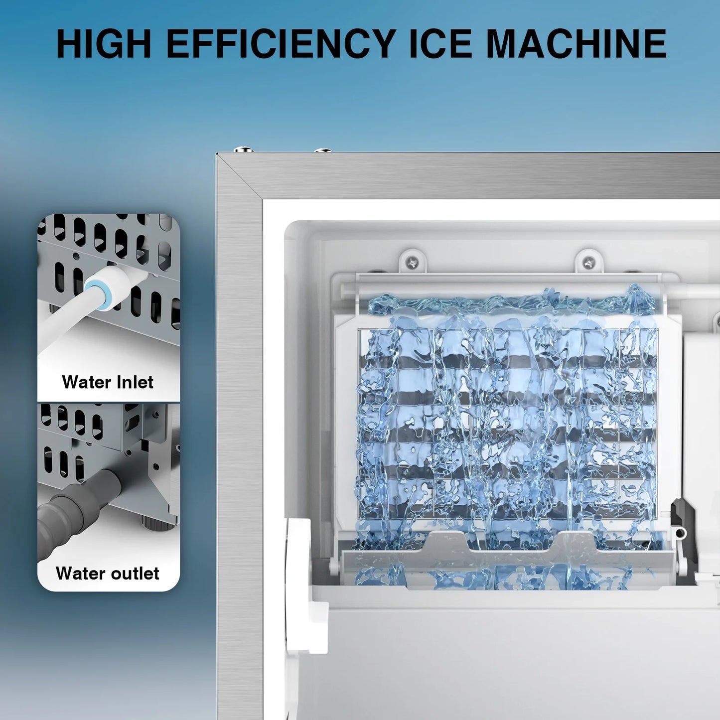 15" Commercial Under Counter Ice Maker Machine 85lb/Day Auto-Cleaning Gravity Drainage Built-in Freestanding Ice Maker 30lbs Bin