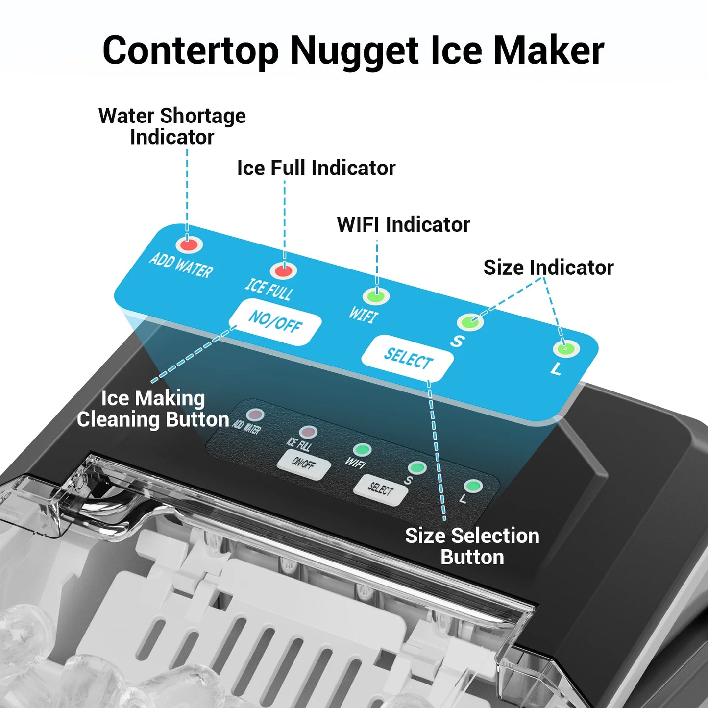 Smart Countertop Ice Makers, Portable Ice Maker Machine with Self-Cleaning, 6 Mins 9 Bullet Ice, 26lbs/24Hrs, for Home Camping