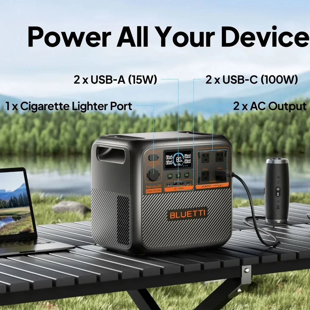 BLUETTI Premium 200 V2 2700W 2073.6Wh Portable Power Station High Capacity Solar Generator Outdoor Emergency Backup Power Supply