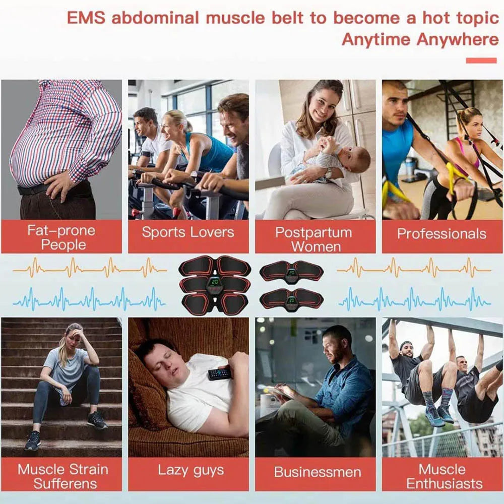 EMS Electrostimulator Slimming Belt for Weight Loss Abdominal Muscle Trainer ABS Exercise Machine for Men And Women