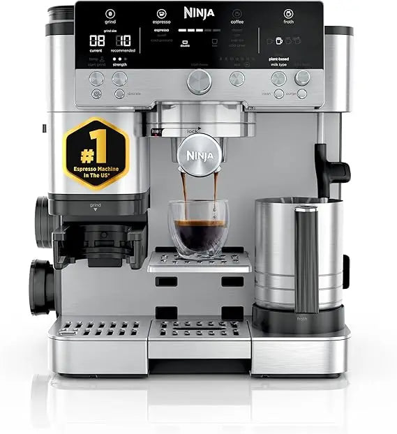 Ninja Luxe Café 3-in-1 Espresso, Drip Coffee and Cold Brew Machine | Intergrated Coffee Grinder, Milk Frother, Assisted Tamper &