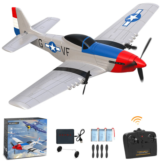 VOLANTEXRC RC Plane, 3-CH P-51D Mustang RC Airplanes for Kid and Adults, Easy to Fly, Suitable for Beginners to Outdoors
