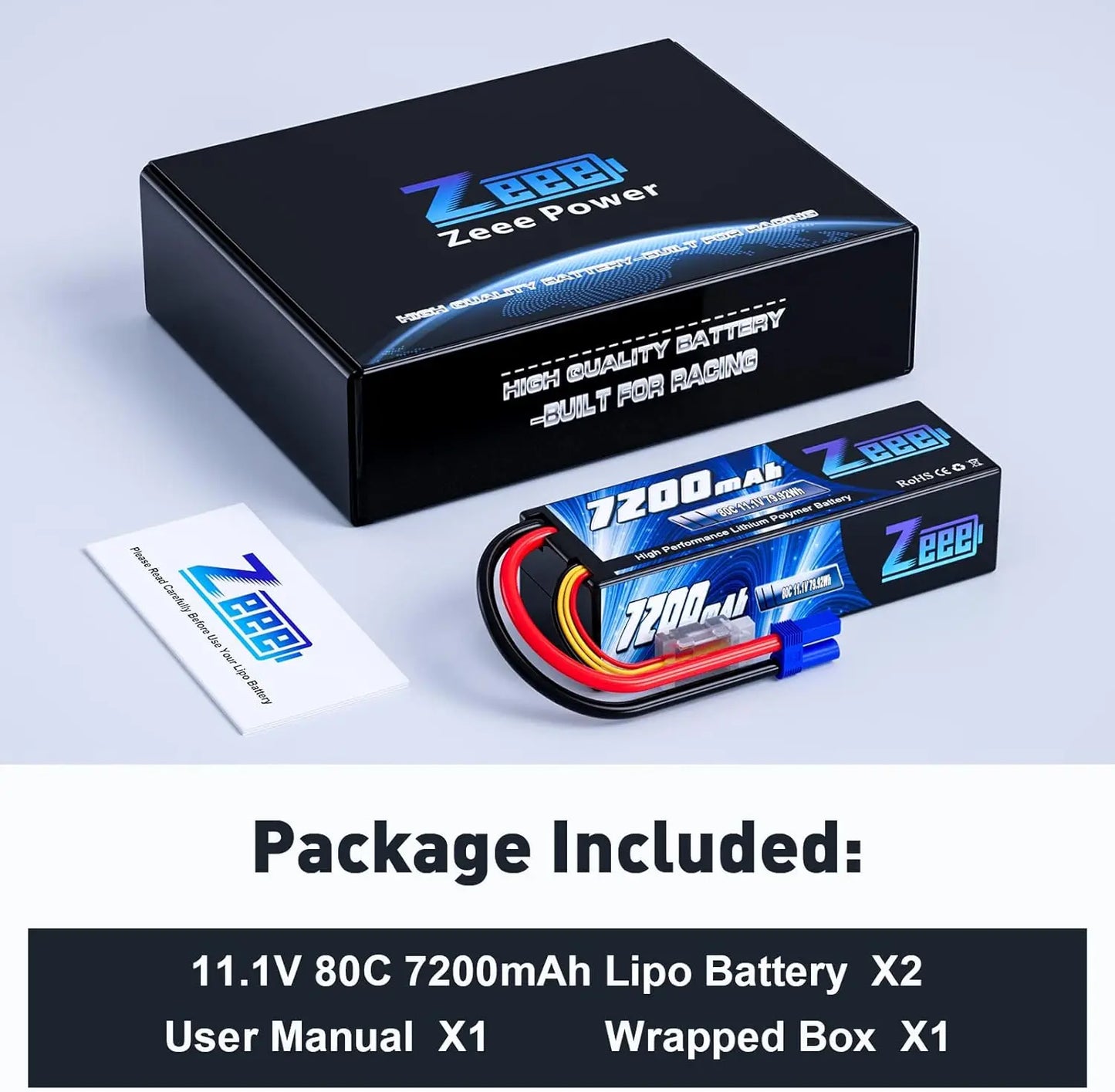 Zeee Lipo 3S 7200mAh RC Car 11.1V 80C Hardcase with EC5 plug for RC Vehicles Truck Tank Train Lipo Battery RC Hobby Model Parts