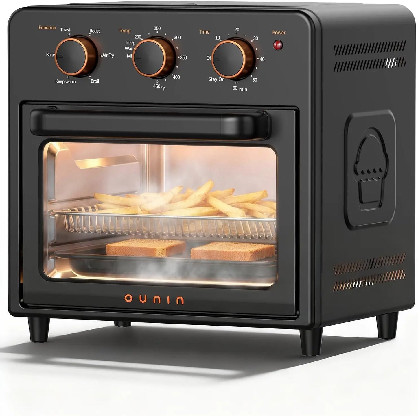 12L Compact Air Fryer & Toaster Oven with Steam Infusion, Fast Preheat, Bake, Grill, Broil Options
