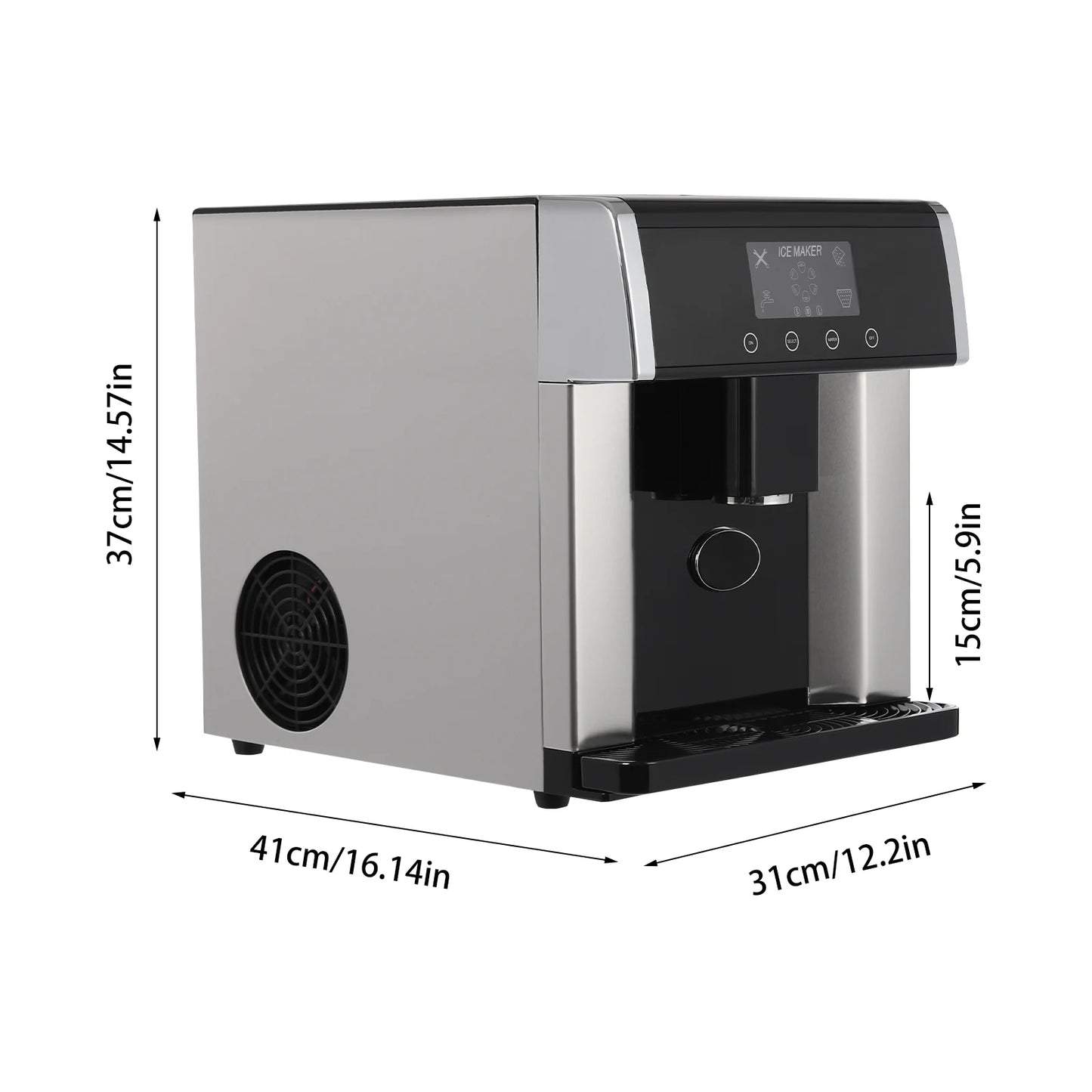 2-in-1 Ice Water Maker, Countertop Ice Maker Dispenser, 110V Electric Ice Dispenser, for Home, Office, Cafe, 1.32lbs Ice Storage