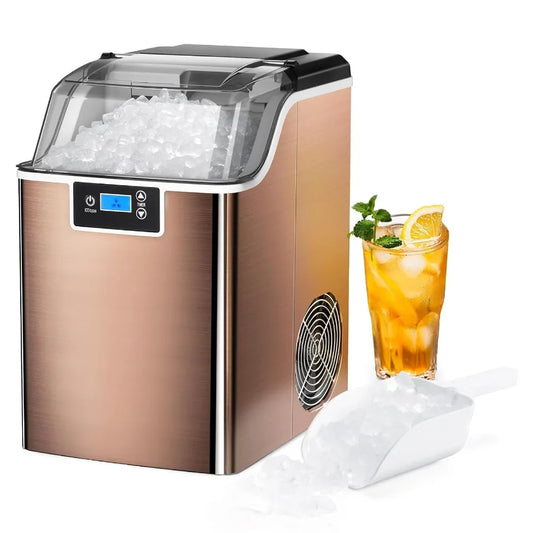Compact countertop pellet ice maker with selfcleaning function for kitchen office bar and party use producing 44 lbs of ice per