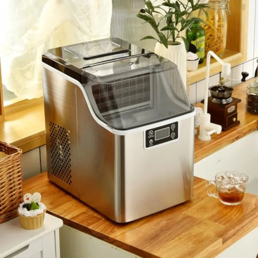 Portable Countertop Ice Maker Machine 40 Lbs/24H 24 Pcs/13 Mins 2 Ways to Add Water Compact Self-Cleaning Ice Machine with Scoo