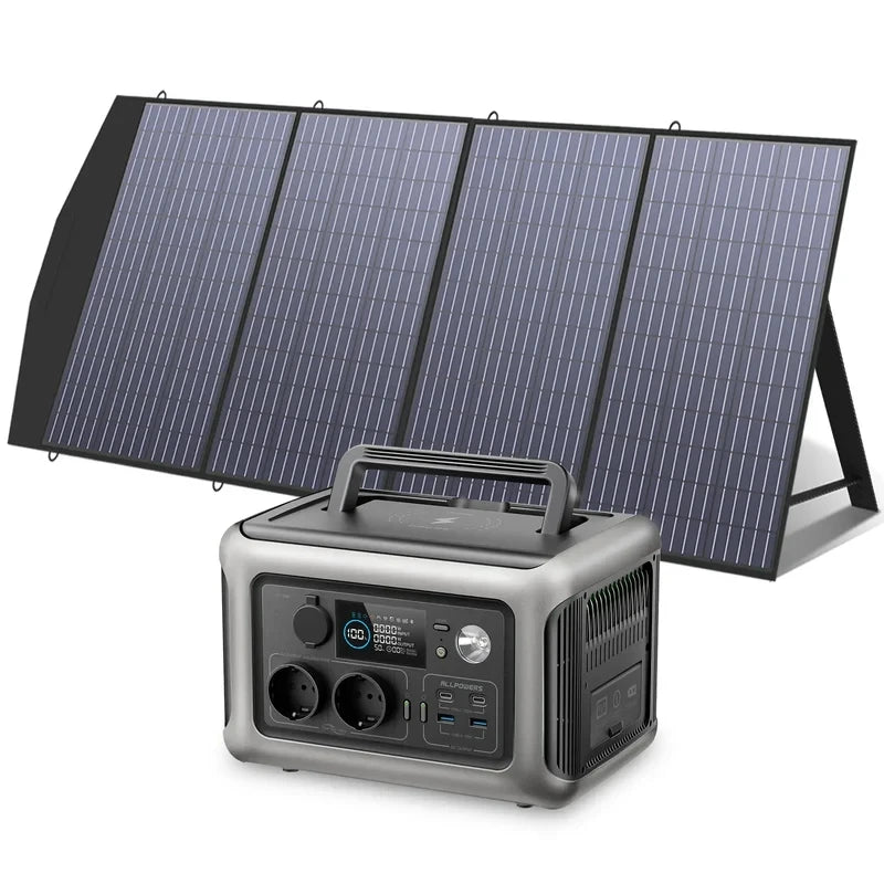 ALLPOWERS Solarpanel 100W 140W 200W Solar Energy Charger with LiFePo4 Battery 299Wh 600W Portable Power Station for Camping RV