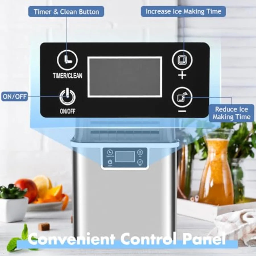 Portable Countertop Ice Maker Machine 40 Lbs/24H 24 Pcs/13 Mins 2 Ways to Add Water Compact Self-Cleaning Ice Machine with Scoo