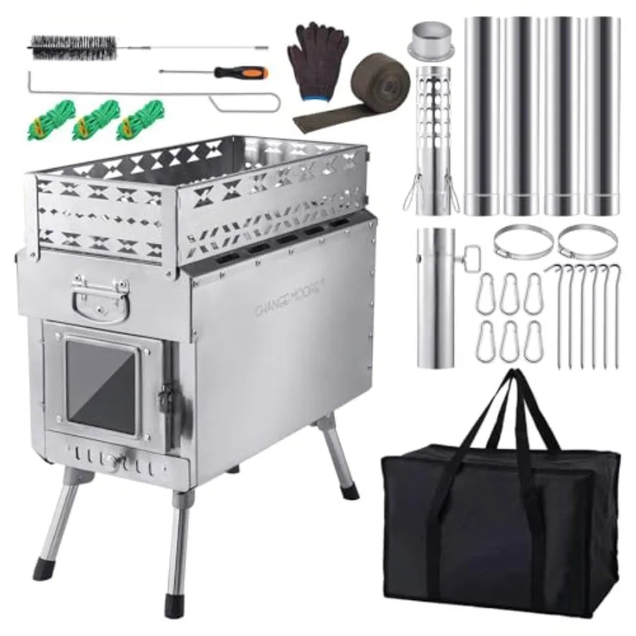 Wood Burning Sauna Hot Tent Stove Upgraded Heat Concentration for Lasting Warmth Portable Camping Wood Stove Outdoor Camping Fi