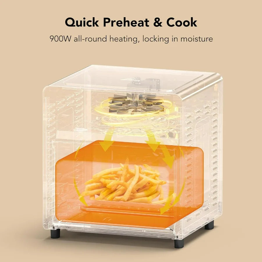 8.5QT 5-in-1 Toaster Oven Air Fryer Combo Stainless Steel Fast Preheat for Small Spaces Travel Family Healthy Cooking