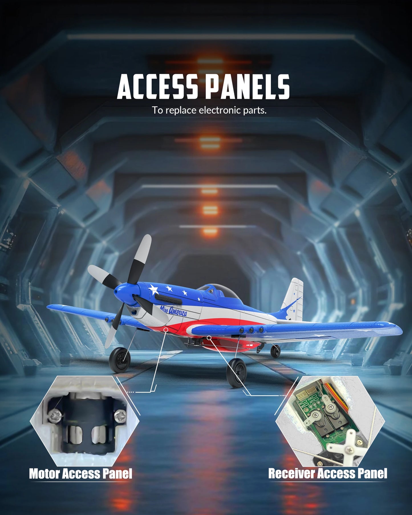 Volantex RC Plane, P51D Mustang RTF RC Airplane,One-Key Aerobatic, Stable and Safe,Suitable for Outdoor Activity and gifts