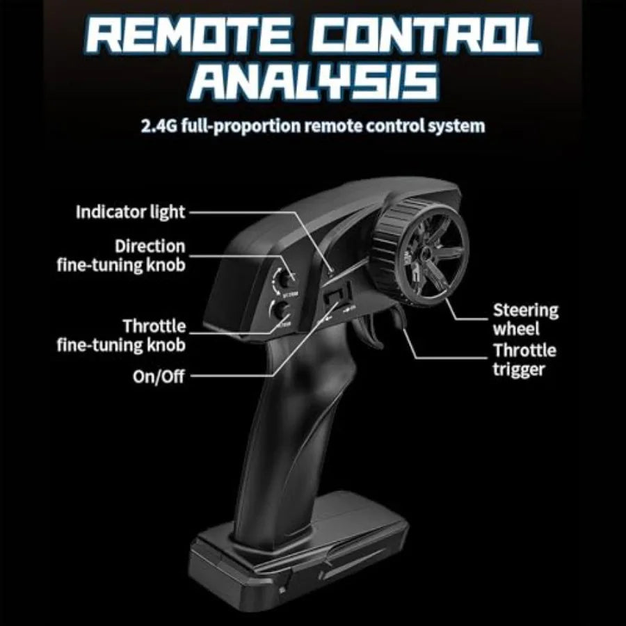1:18 RC Cars High Speed Fast 40+ KPH RC Drift Car with 4x4 Offroad Rock Crawler Remote Control Truck for Adults 380 Carbon Brus