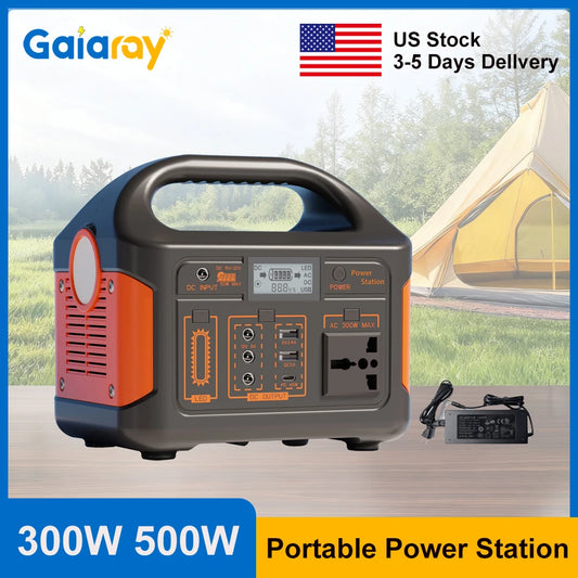 Gaiaray 500W 300W Portable Power Station AC 110V Solar Generator LiFePO4 Battery UPS Emergency Charging Station For Camping Home
