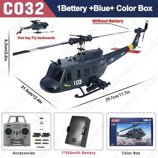 C032 RC Helicopter 2.4G 6-Aixs Gyroscope 6CH Altitude Hold Optical Flow Brushless Remote Control Helicopter Toys For Kid Adult
