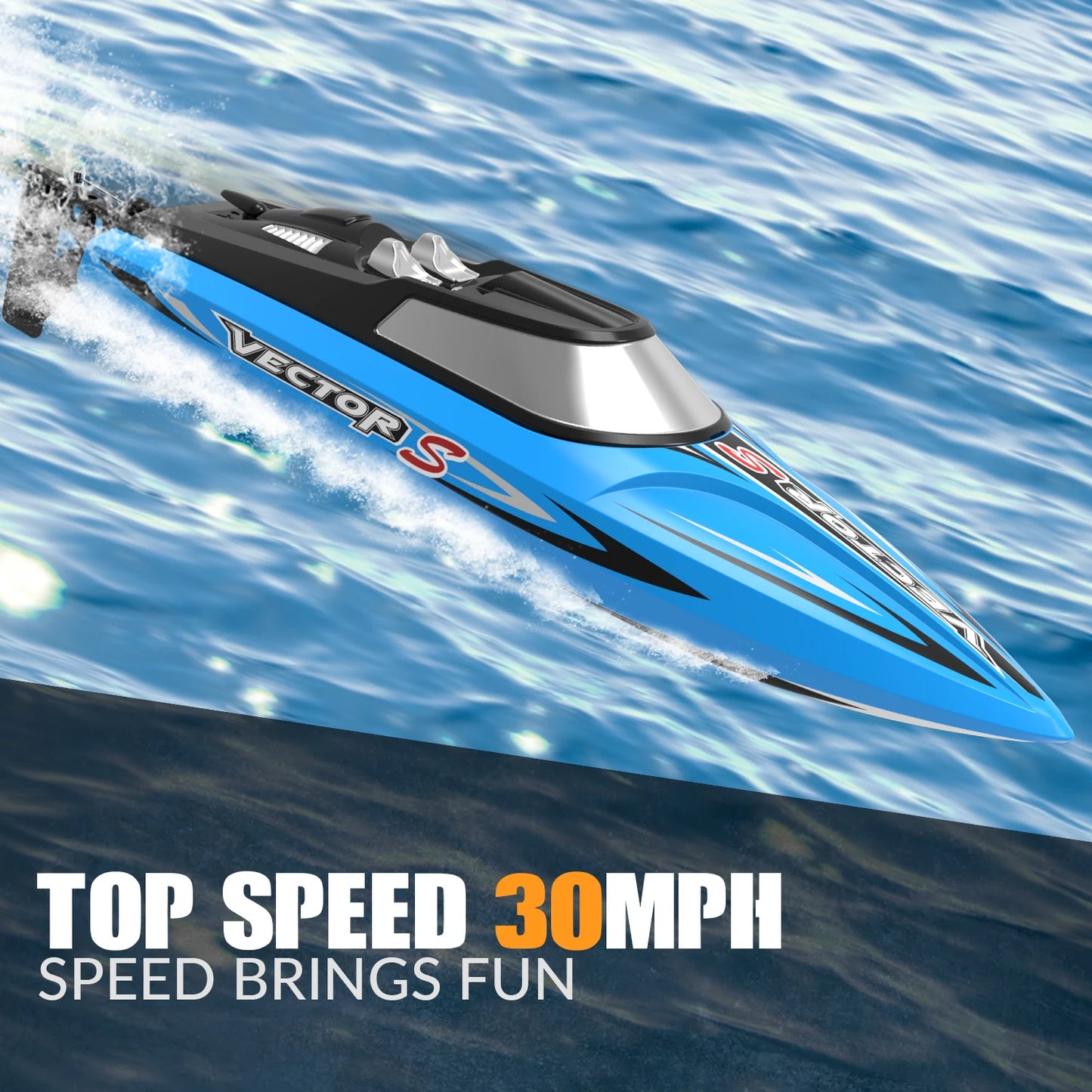 VOLANTEXRC RC Boat Racing High Speed Boat Control 2.4GHZ 48kmh Brushless Auto Self-Righting For Lake/Pool 797-4 With 1 Battery