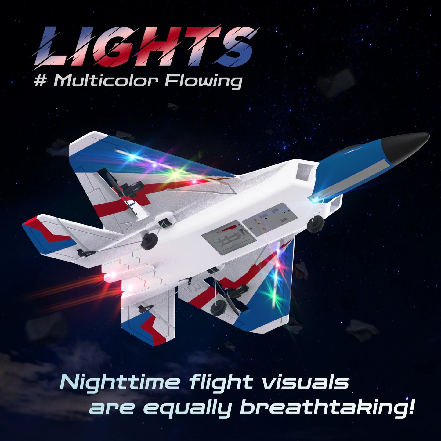 F22 Remote Control Airplane 4 Channel with Lights, 2.4G Fighter RC Plane with 3 Flight Modes for Beginners - RTF