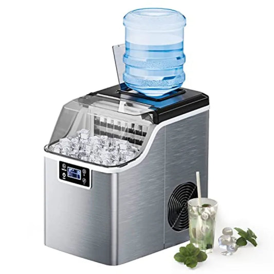 Portable Countertop Ice Maker Machine 40 Lbs/24H 24 Pcs/13 Mins 2 Ways to Add Water Compact Self-Cleaning Ice Machine with Scoo