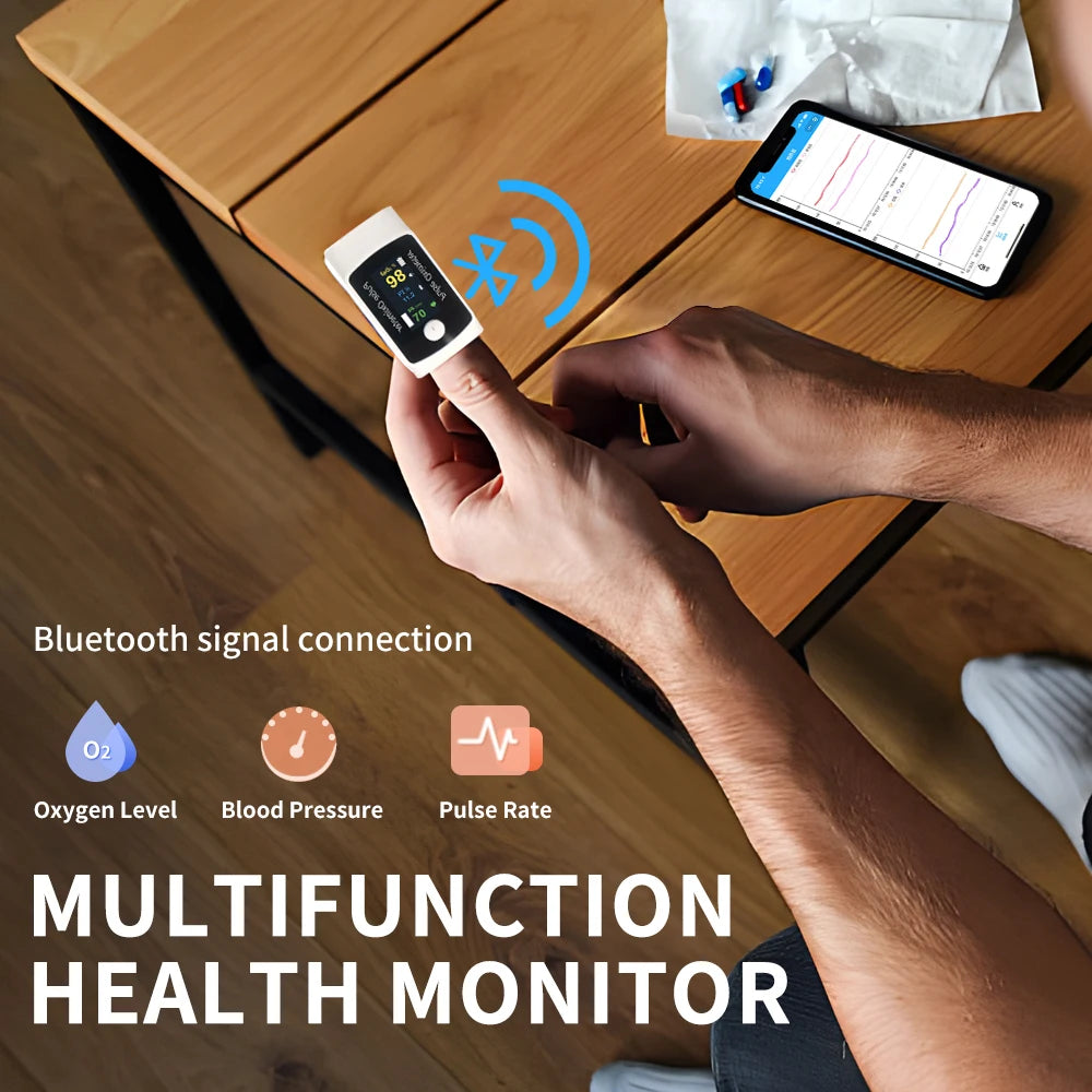 Compact Finger Blood Pressure And Oxygen Monitor Easy to Use Portable Medical Device for Health Measurement