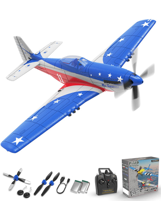 Volantex RC Plane, P51D Mustang RTF RC Airplane,One-Key Aerobatic, Stable and Safe,Suitable for Outdoor Activity and gifts