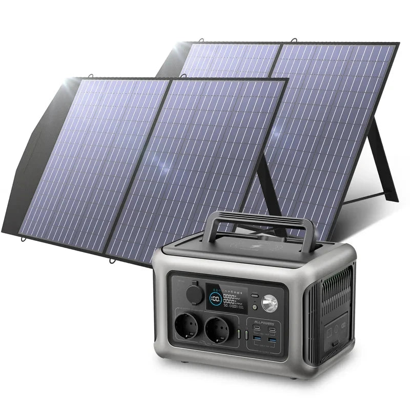 ALLPOWERS Solarpanel 100W 140W 200W Solar Energy Charger with LiFePo4 Battery 299Wh 600W Portable Power Station for Camping RV