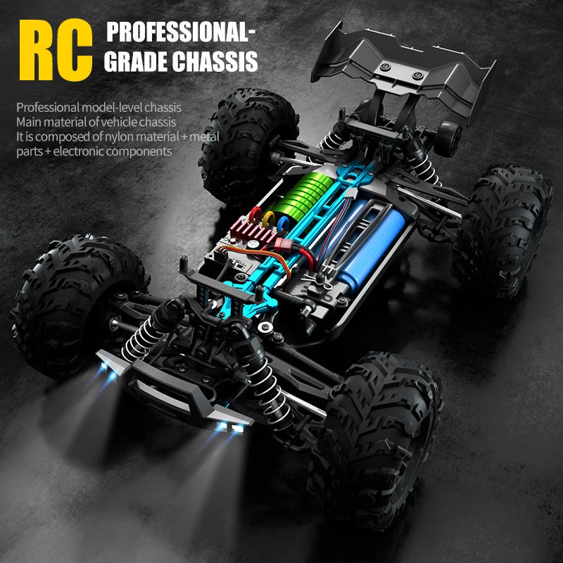 Wltoys Q117 1/16 RC Car 4WD Remote Control Car LED Headlights Brushless 70KM/H 2.4G High Speed Off-Road Drift Toys for Children