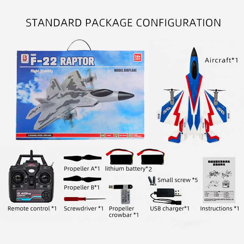 F22 RC Fighter 4CH 2.4G Remote Control Glider Airplane 3D Stunt Plane Model Electric Rc Aircraft Toys For Children Adults