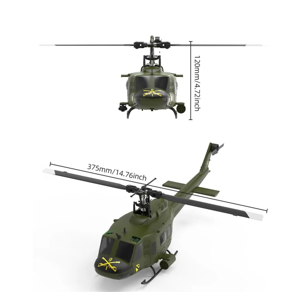 Eachine E190 1:34 UH-1 HUEY Scale 2.4G 6CH GPS Altitude Hold Optical Flow Positioning Dual Brushless Motor RC Helicopter