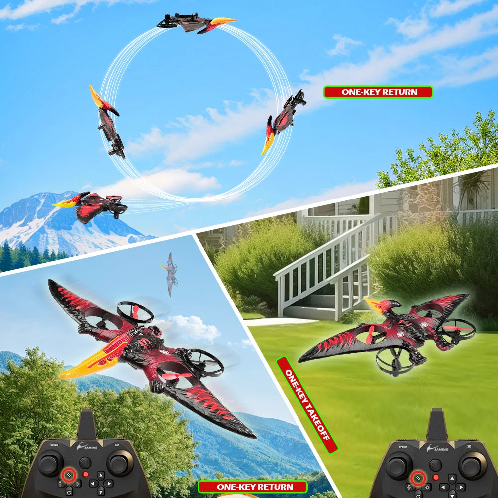 Pterosaur RC Plane 2.4G 6-Axis Gyro Remote Control Airplane EPP Foam RC Aircraft RC Glider Flying Toys for Kids & Beginners