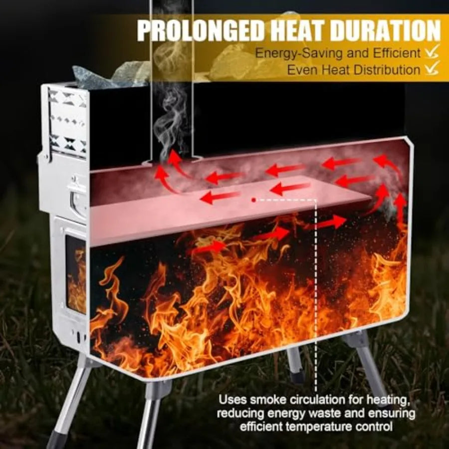 Wood Burning Sauna Hot Tent Stove Upgraded Heat Concentration for Lasting Warmth Portable Camping Wood Stove Outdoor Camping Fi
