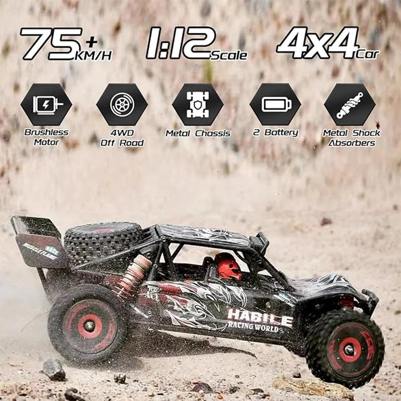 WLtoys 124016(V2) Fast RC Car, 1/12 Brushless RC Car with Independent ESC for Adults, 75km/h, Suitable for Outdoors and Gifts