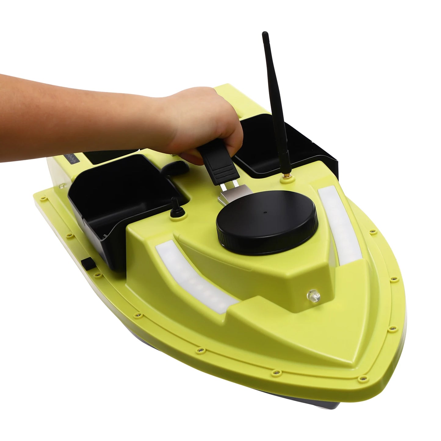 40W Remote Control Fishing Boat, 500m GPS Location, Waterproof ABS,4 Compartment Capacity,Powerful Motor for Long-Range Fishing