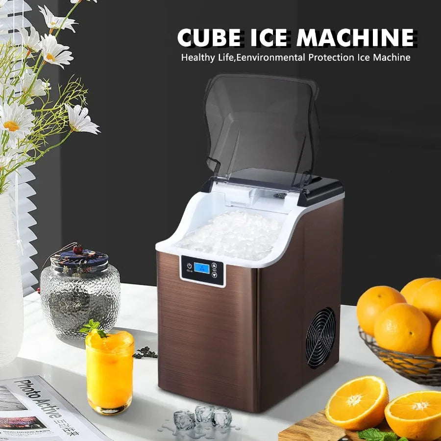 Compact countertop pellet ice maker with selfcleaning function for kitchen office bar and party use producing 44 lbs of ice per