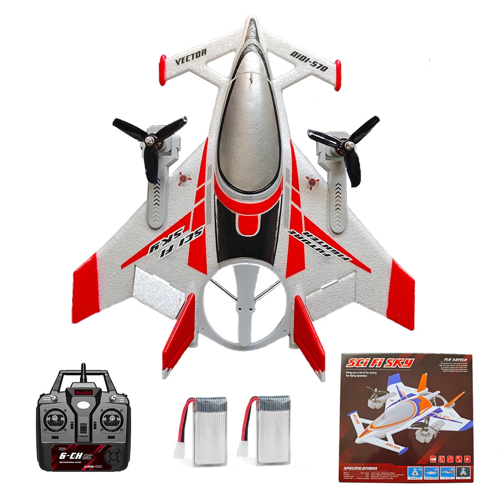 QIDI570 RC Glider 2.4G Remote Control Flying Aircraft Brushless Motor 360° Rotation 3D/6G Stunt Airplane Fixed Wing Plane Model