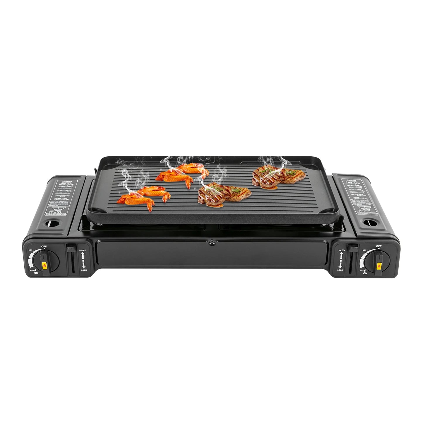2500W Portable Camping Stove 2 Burners Camping Stove with Baking Tray&Portable Case use  Butane or LPG Home Application Outdoor