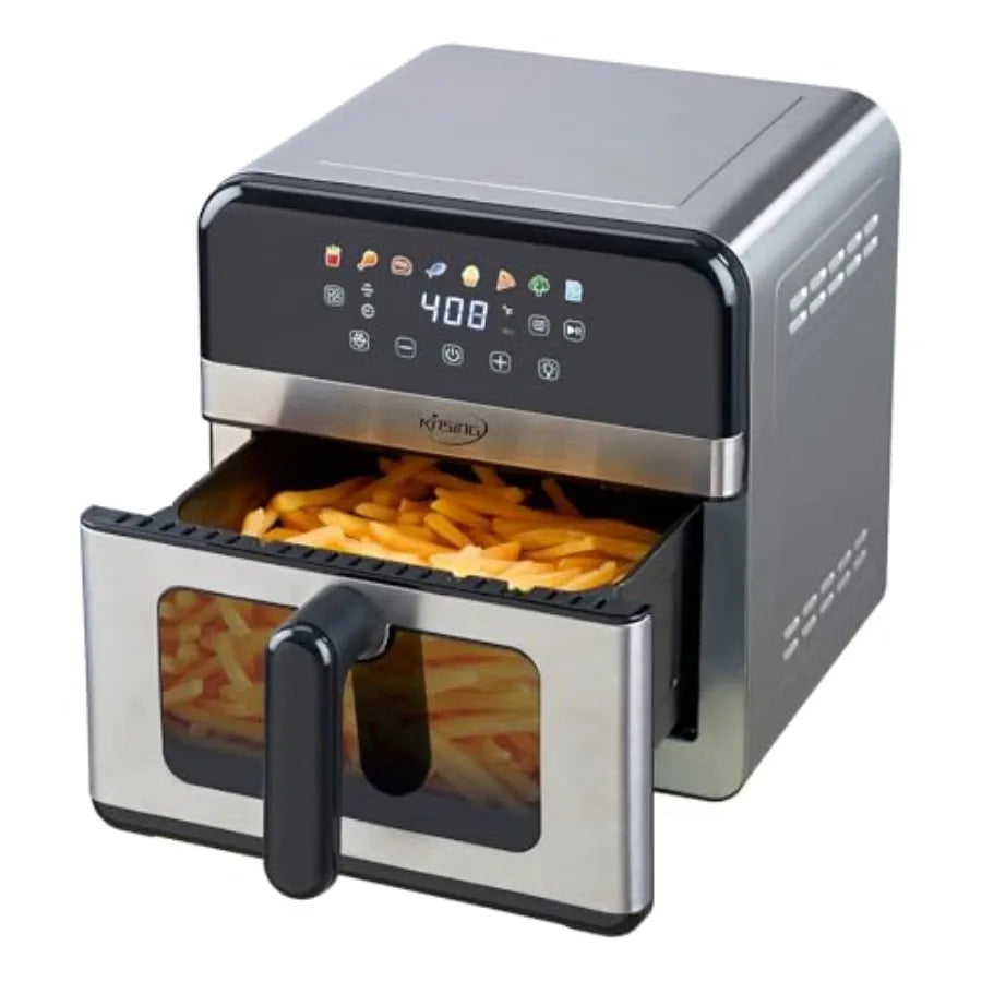 Air Fryer with Window Visible 8-in-1 Compact Large 7.5-Qt Up to 85 Less Oil Roast Bake Dry Reheat Frozen Broil 160-400 Even Res