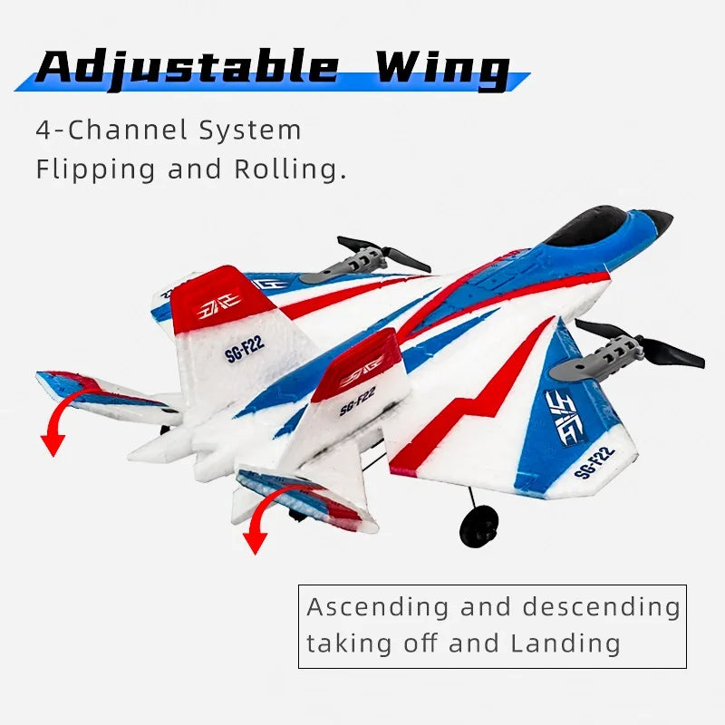 F22 RC Fighter 4CH 2.4G Remote Control Glider Airplane 3D Stunt Plane Model Electric Rc Aircraft Toys For Children Adults