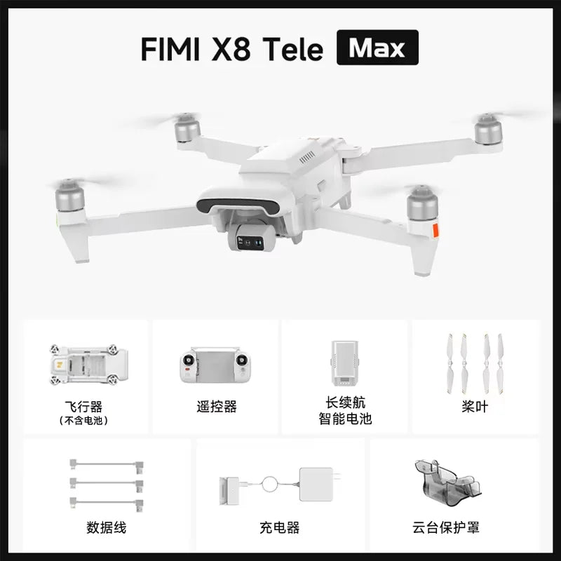 FIMI X8 Tele Max 4K Professional Drone 3-Axis Gimbal with Wide-Angle 30x Hybrid Zoom AI Super Night Mode RC Quadcopter 2025
