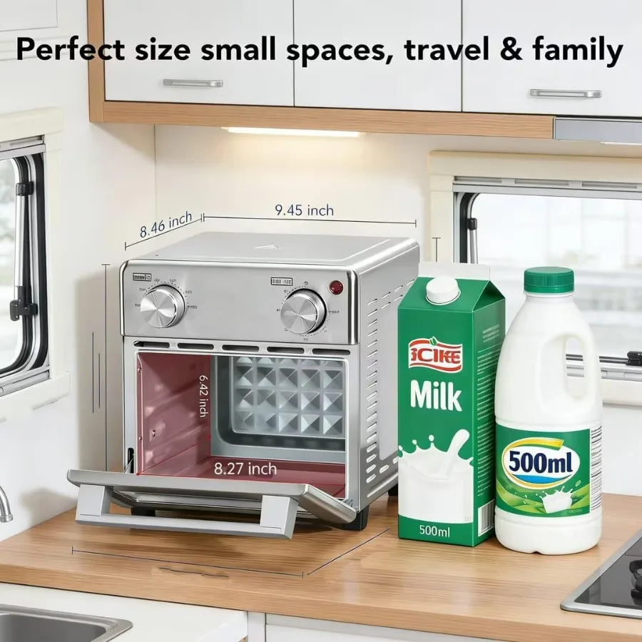 8.5QT 5-in-1 Toaster Oven Air Fryer Combo Stainless Steel Fast Preheat for Small Spaces Travel Family Healthy Cooking