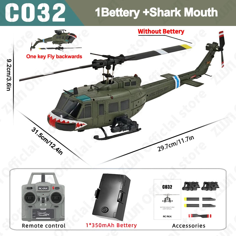 C032 RC Helicopter 2.4G 6-Aixs Gyroscope 6CH Altitude Hold Optical Flow Brushless Remote Control Helicopter Toys For Kid Adult
